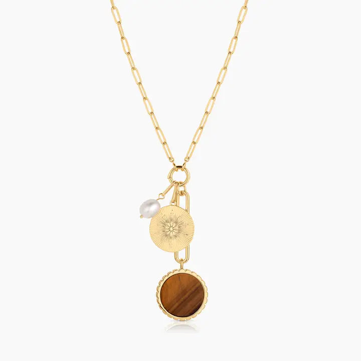 Solario Sun Dial Tigers Eye Necklace
