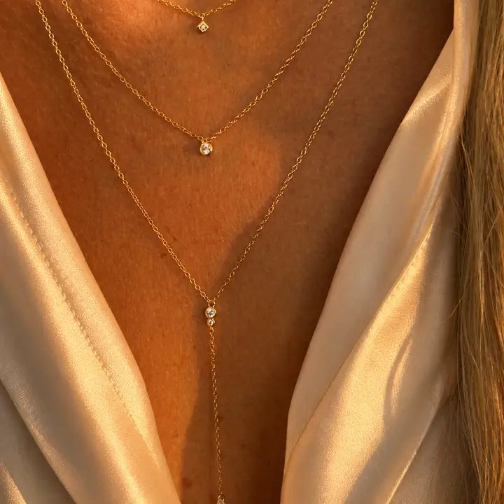 Double Strand Bezel Layering Necklace