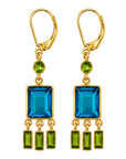 Blue and Peridot Quartz Fringe Earrings