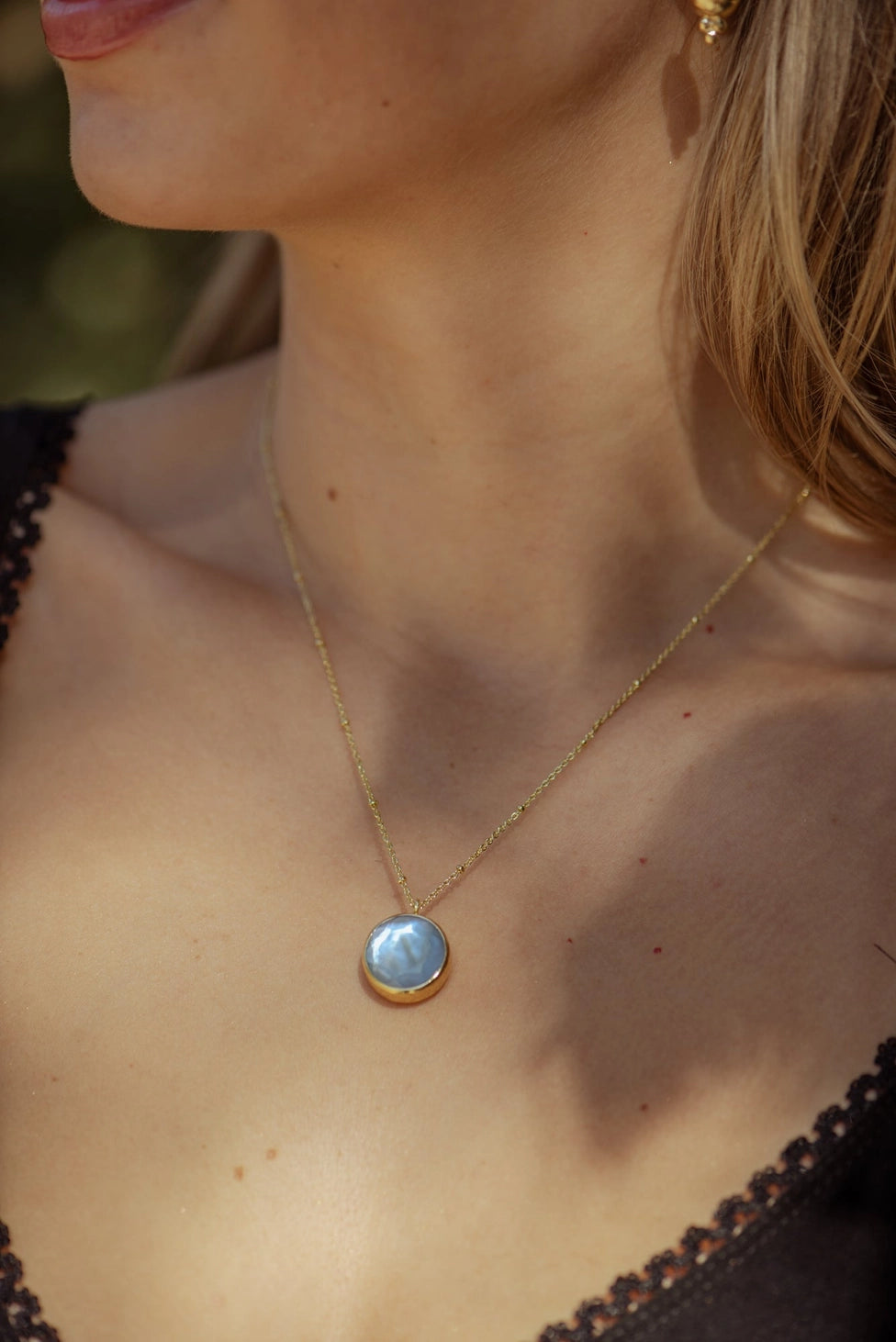 Mallory Necklace | Peach Moonstone and Smokey Quartz