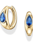Tally Pear Huggie Hoops | Blue Spinel