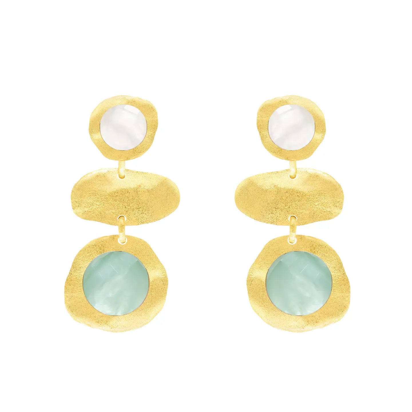 Seona Earrings | Mother of Pearl &amp; Aqua