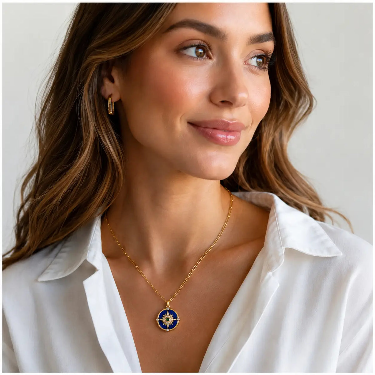 Blue Lapis Compass Star Pendant