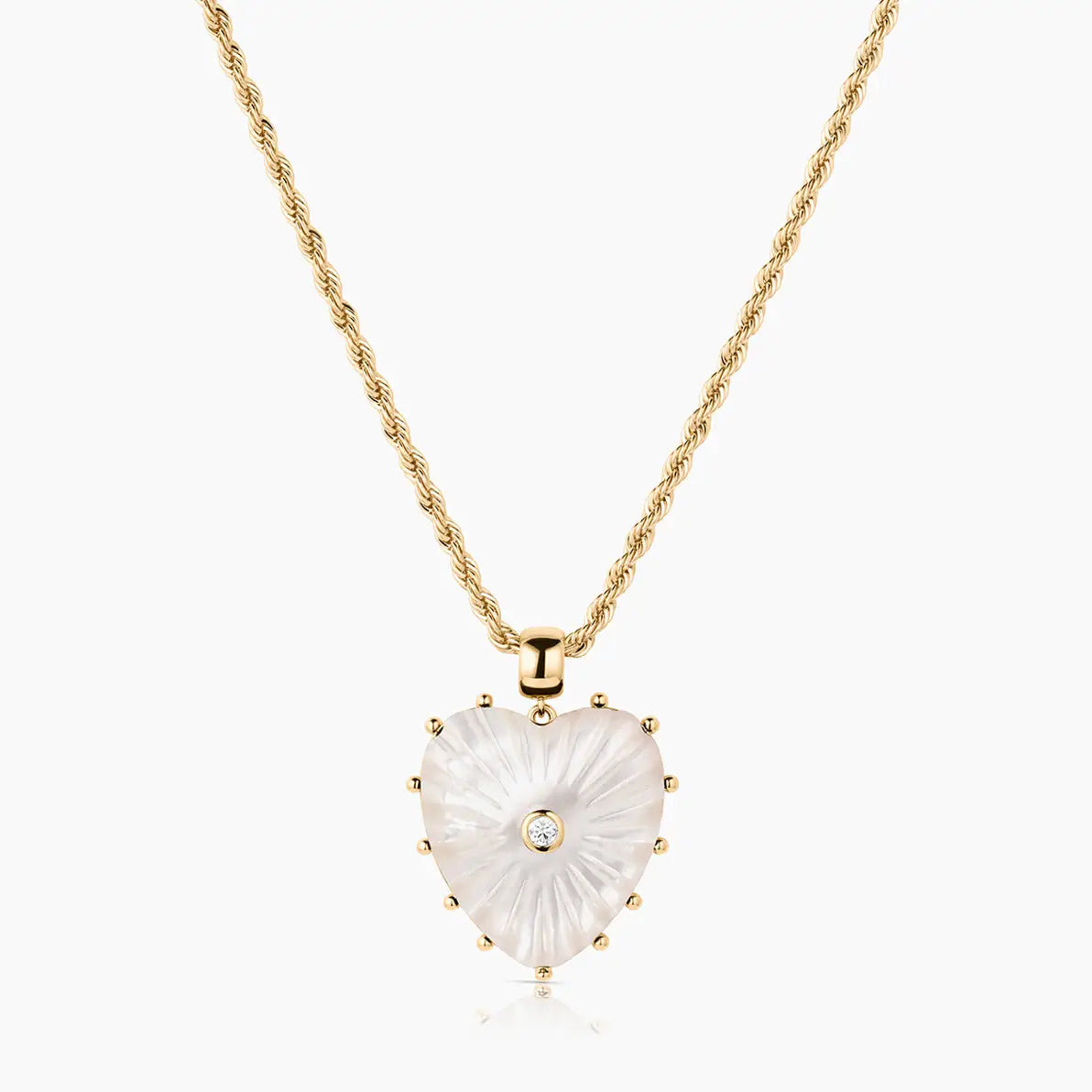 Malene Rope Chain Heart Necklace | Mother of Pearl