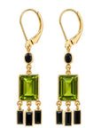 Jet and Green Quartz Fringe Earrings