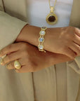 Keiko Bracelet | Mother of Pearl & Pyrite