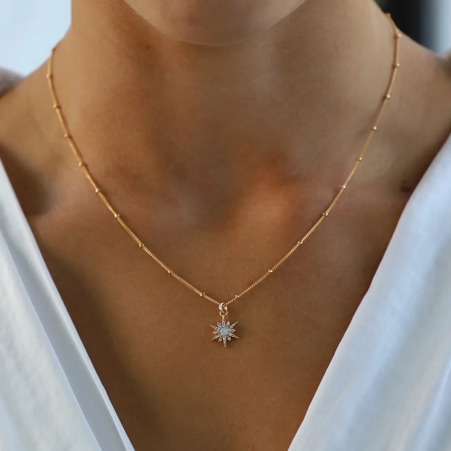 Petite Opal Star Necklace Necklaces Katie Waltman Jewelry   