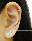 Triangle CZ Flat Back Earring | Single