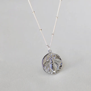 Vintage Bee Medallion Necklace Necklaces Katie Waltman Jewelry Silver  