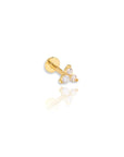 Triangle CZ Flat Back Earring | Single