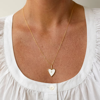 Amaya Heart Necklace | White Enamel