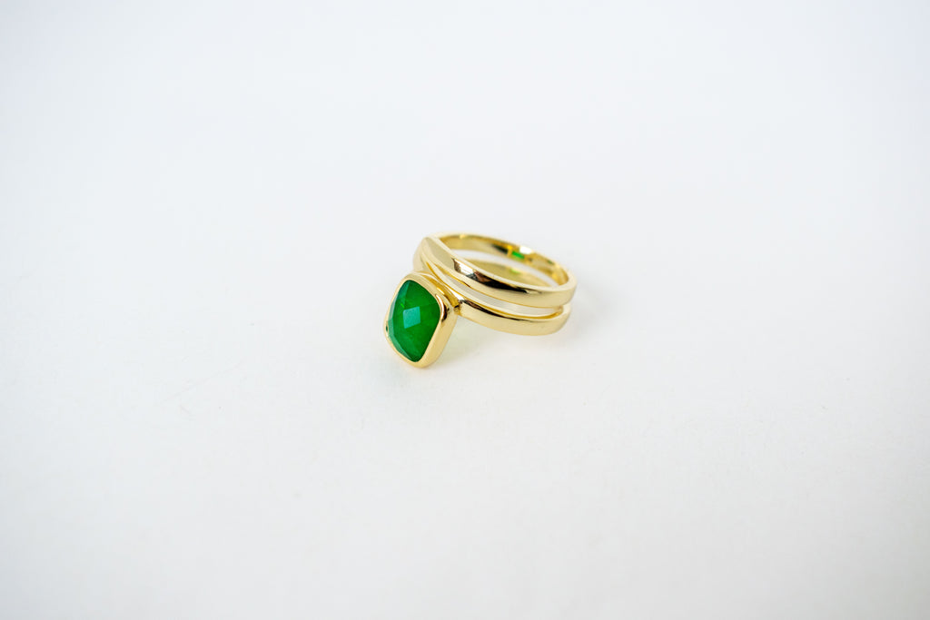 Green Crystal Wrap Ring Rings P&K   