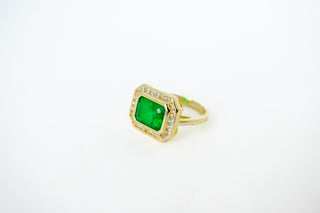 Large Emerald Halo Ring Rings P&K   