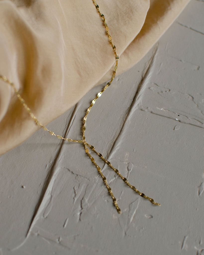 Double Strand Shimmer Coin Lariat Necklaces P&K   