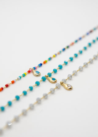 Rainbow Beads Teardrop Necklace