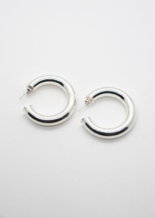 Classic Thick Tube Hoops | Silver