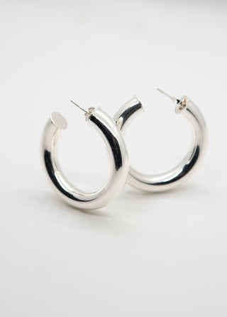Classic Thick Tube Hoops | Silver