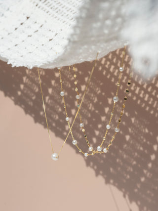 Single Pearl Box Chain Necklace