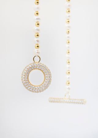 Crystal Toggle Pearl Necklace