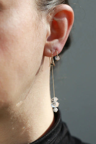 Triple Herkimer Chain Drop Earrings
