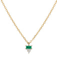 Emerald Baguette Cluster Necklace | 14K