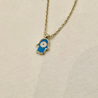 Tiny Enamel Hamsa Necklace | Navy Necklaces P&K Turquoise Blue  