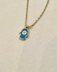 Tiny Enamel Hamsa Necklace | Navy Necklaces P&K Turquoise Blue  