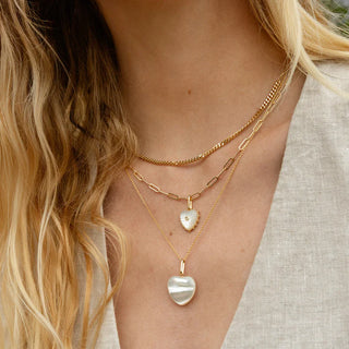 Gemma Heart Necklace | Mother of Pearl