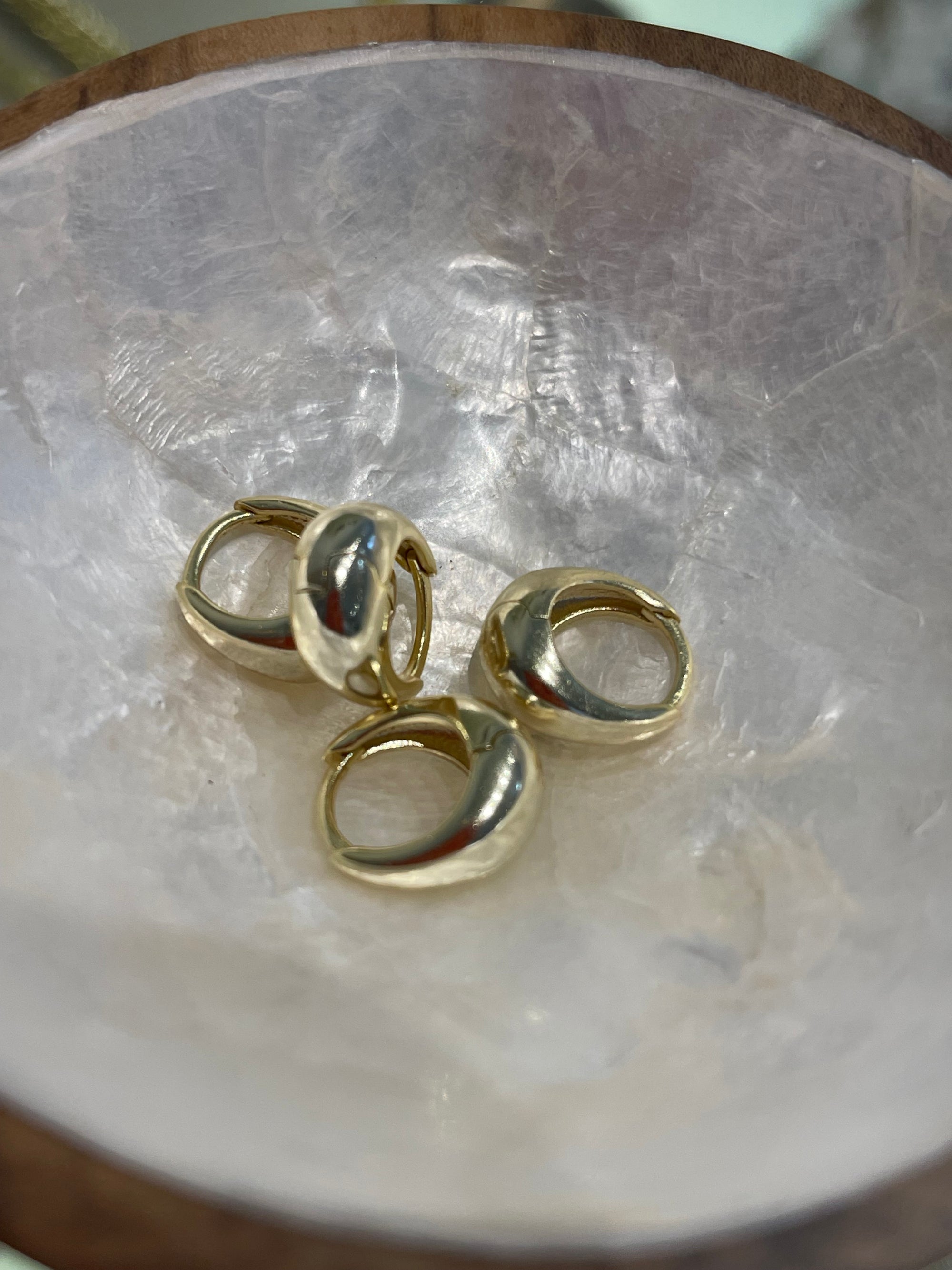 Tiny Thick Huggies Earrings P&K Gold  
