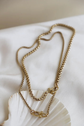 Nova Round Box Chain Necklace | Gold