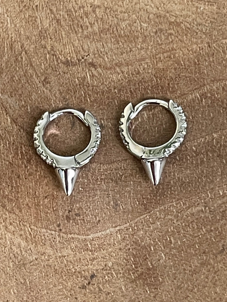 Tiny Spike Huggie Earrings Earrings Jewelry Design Group Silver  