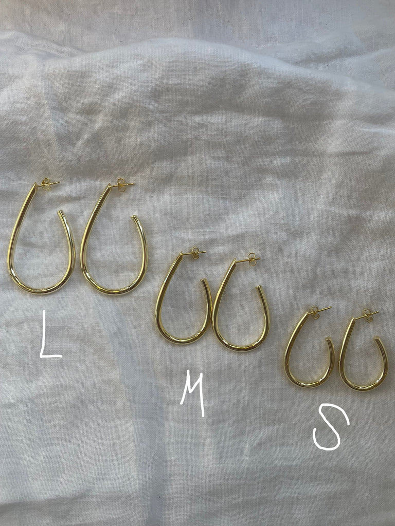 Open Drop Hoop Earrings | Brass Earrings P&K Medium  