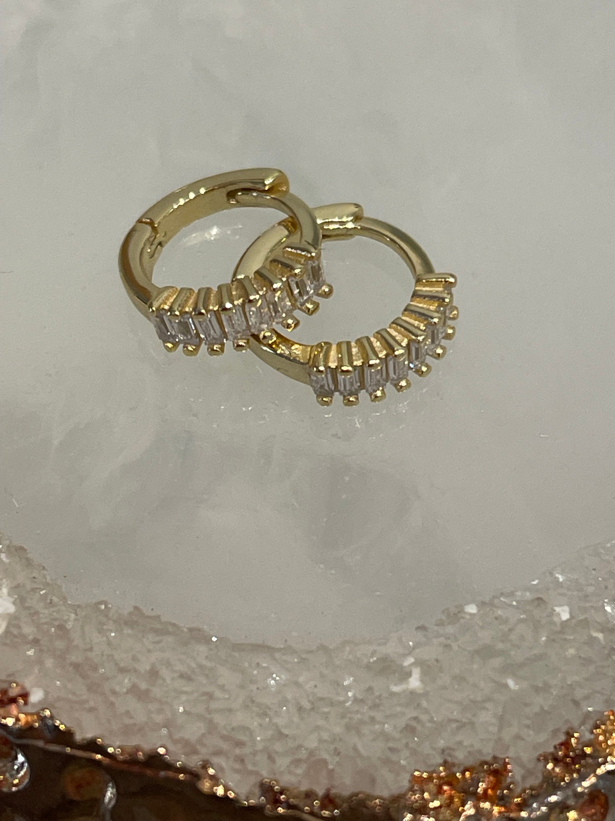Multi Baguette Huggie Earrings Earrings P&K White  
