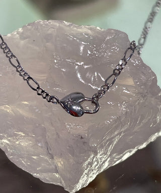 Heart Lock Figaro Necklace Necklaces P&K Silver  