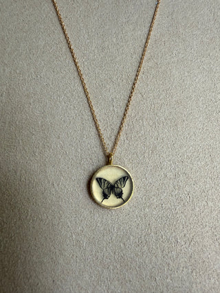 Inlay Pendant Necklace | Butterfly Motif
