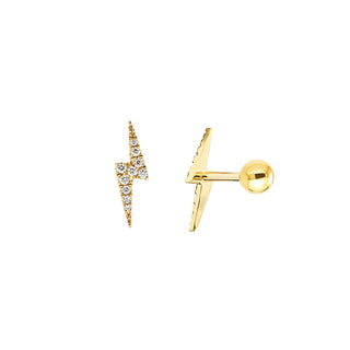 CZ Lightning Bolt Earring | Single | Ball Back