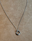Textured Circle CZ Necklace