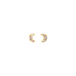 CZ Diamond Moon Earring | Single | Ball Back