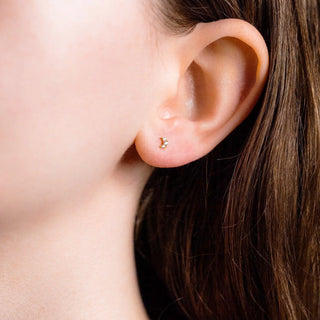CZ Diamond Moon Earring | Single | Ball Back