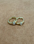 Bezel CZ Huggie Hoops | 14K