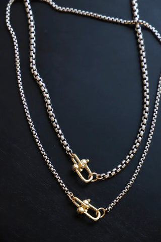 Nova Round Box Chain Necklace | Two-Tone