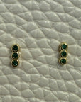 Three Stone Bezel Bar Studs