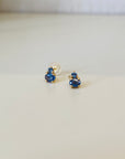 Two Stone Oval-Round Studs | 14K