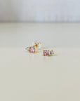 Two Stone Round Prong Studs | 14K