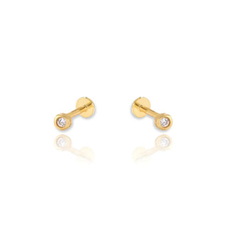 Bezel Set Cartilage Earring | Single | Flat Back