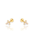 Triangle CZ Flat Back Earring | Single