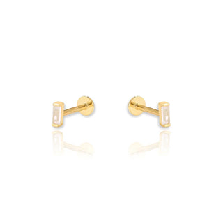 Baguette Screw Cartilage Earring | Single | Flat Back