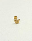 Butterfly Flat Back Earring | 14K | Single