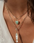 Isabel Paperclip Chain Heart Necklace | Amazonite
