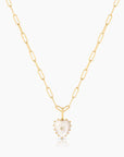 Isabel Paperclip Chain Heart Necklace | Mother of Pearl